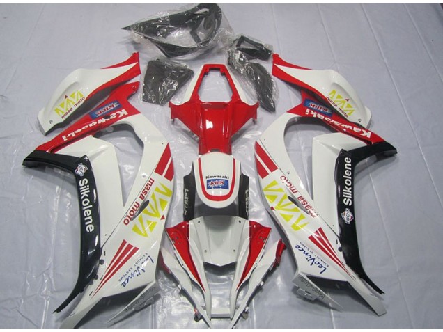 2011-2015 White Red Silkolene Kawasaki ZX10R Motorcycle Fairings Kit UK Stores 2011-2015 White Red Silkolene Kawasaki ZX10R Motorcycle Fairings Kit UK Stores