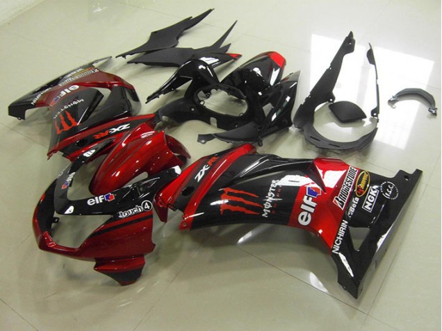 2008-2012 Black Red Monster Kawasaki ZX250R Motorcycle Fairing UK Stores