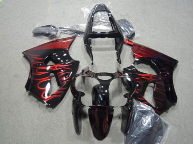 2000-2002 Black Red Flame Kawasaki ZX6R Motorbike Fairing Kits UK Stores