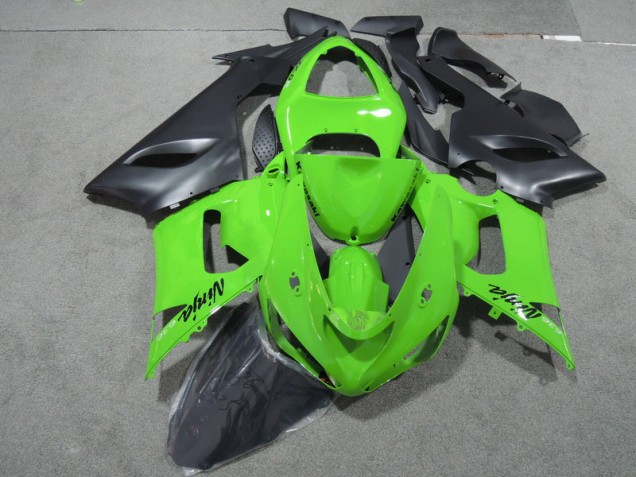 2005-2006 Green Black Ninja 636 Kawasaki ZX6R Motorcycle Fairings Kits UK Stores 2005-2006 Green Black Ninja 636 Kawasaki ZX6R Motorcycle Fairings Kits UK Stores