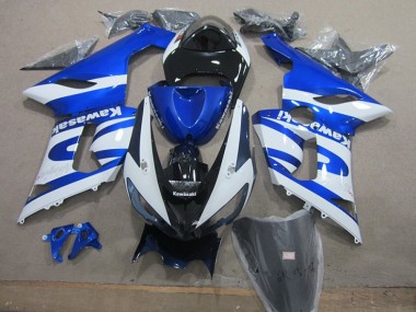 2005-2006 Blue White Kawasaki ZX6R Motorcycle Replacement Fairings UK Stores