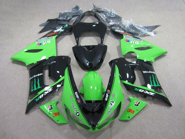 2005-2006 Black Green 3M Touch4 Monster Kawasaki ZX6R Motorbike Fairing UK Stores