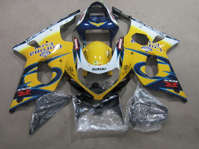 2000-2002 Yellow Blue Corona Extra Suzuki GSXR1000 Motorcycle Fairings Kit UK Stores 2000-2002 Yellow Blue Corona Extra Suzuki GSXR1000 Motorcycle Fairings Kit UK Stores