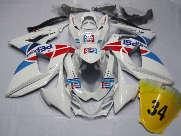 2009-2016 White Pepsi 34 Suzuki GSXR1000 Motorcycle Fairings Kit UK Stores 2009-2016 White Pepsi 34 Suzuki GSXR1000 Motorcycle Fairings Kit UK Stores