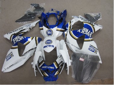 2009-2016 White Lucky Strike Blue Motul Suzuki GSXR1000 Motorcylce Fairings UK Stores