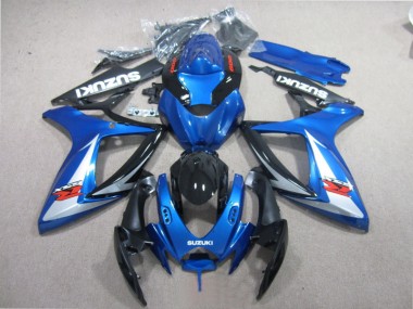 2006-2007 Blue Black White Suzuki GSXR600 Motorcycle Fairing Kits UK Stores