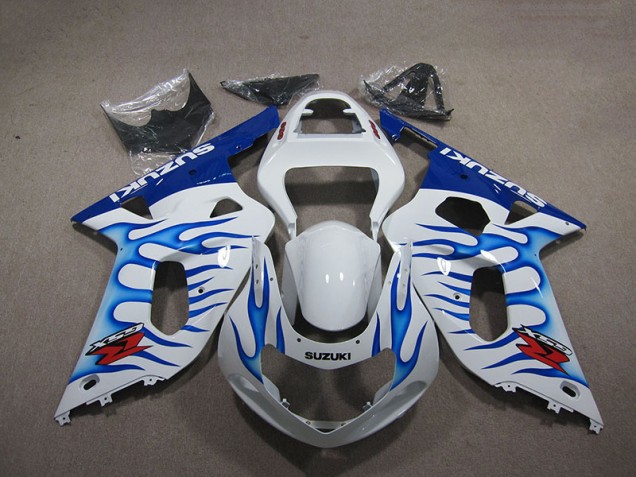 2001-2003 White Blue Flame Suzuki GSXR750 Motorbike Fairings UK Stores