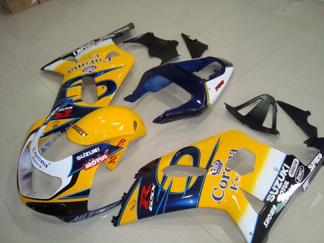2001-2003 Yellow Blue Corona Extra Motul Suzuki GSXR750 Motorcycle Fairings Kits UK Stores