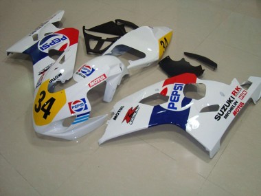 2004-2005 White Blue Pepsi 34 Suzuki GSXR750 Replacement Motorcycle Fairings UK Stores