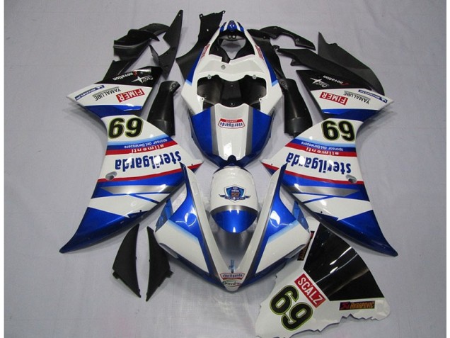 2009-2011 White Blue Sterilgarda SCALZ 69 Yamaha YZF R1 Motorcycle Replacement Fairings UK Stores 2009-2011 White Blue Sterilgarda SCALZ 69 Yamaha YZF R1 Motorcycle Replacement Fairings UK Stores
