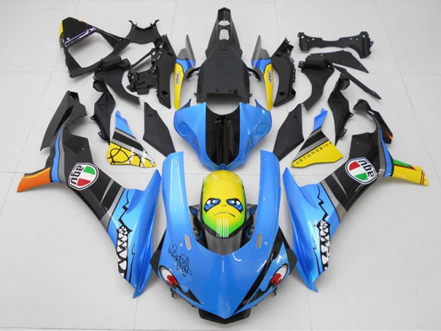 2015-2019 Blue Yellow Shark Yamaha YZF R1 Motorcycle Replacement Fairings UK Stores 2015-2019 Blue Yellow Shark Yamaha YZF R1 Motorcycle Replacement Fairings UK Stores