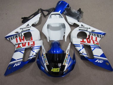 1998-2002 White Blue Fiat 46 Yamaha YZF R6 Motorcycle Fairings Kits UK Stores