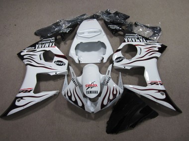 2003-2005 White Black Flame Shark Yamaha YZF R6 Replacement Fairings UK Stores