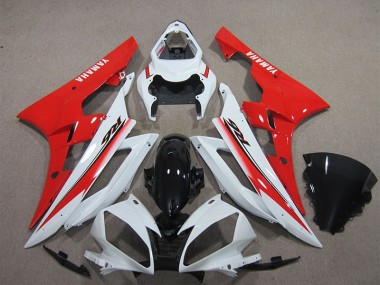 2006-2007 White Black Red Yamaha YZF R6 Replacement Motorcycle Fairings UK Stores